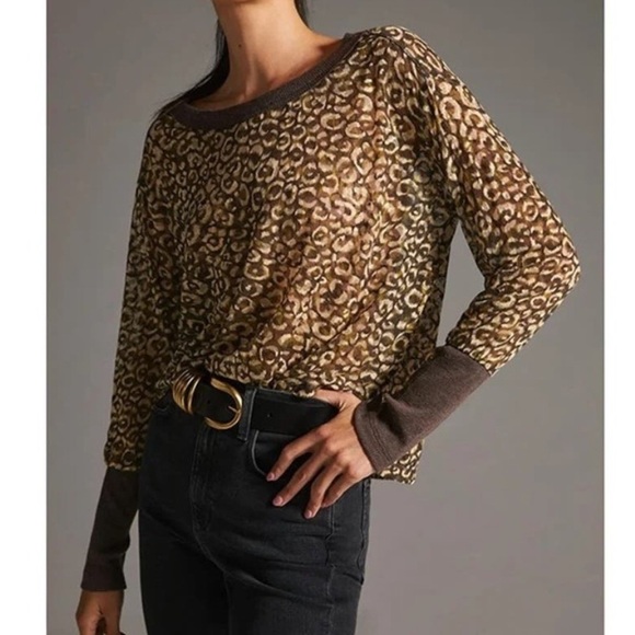 Anthropologie Tops - Pilcro Anthropologie Boxy Heritage Cheetah Print Light Burnout Top